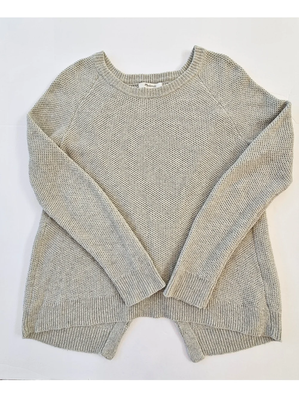 Madewell Province Cross-Back Pullover Sweater Small Heather Dovetail Knit EUC